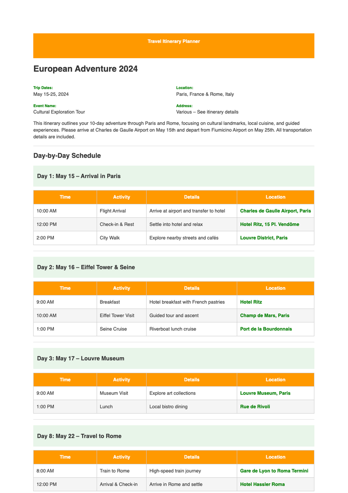 Colorful event itinerary planner with schedule and locations_variant_2